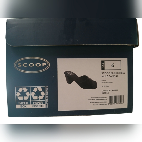 Scoop Block Heel Mule Sandal Black Slip On Size 6 NWT - Picture 7 of 7